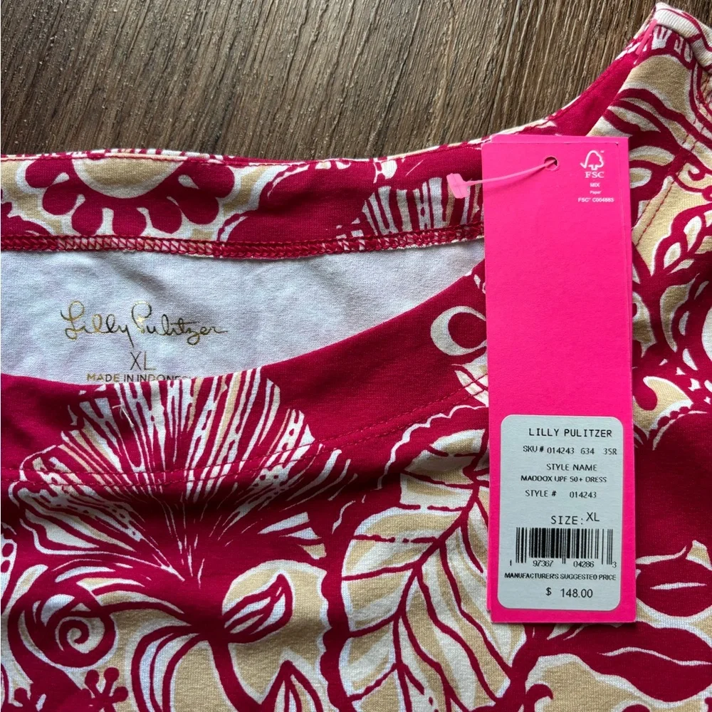 Lily Pulitzer Burgundy/Pink/Cream Maddox UPF50+ Dress - Picture 3 of 4